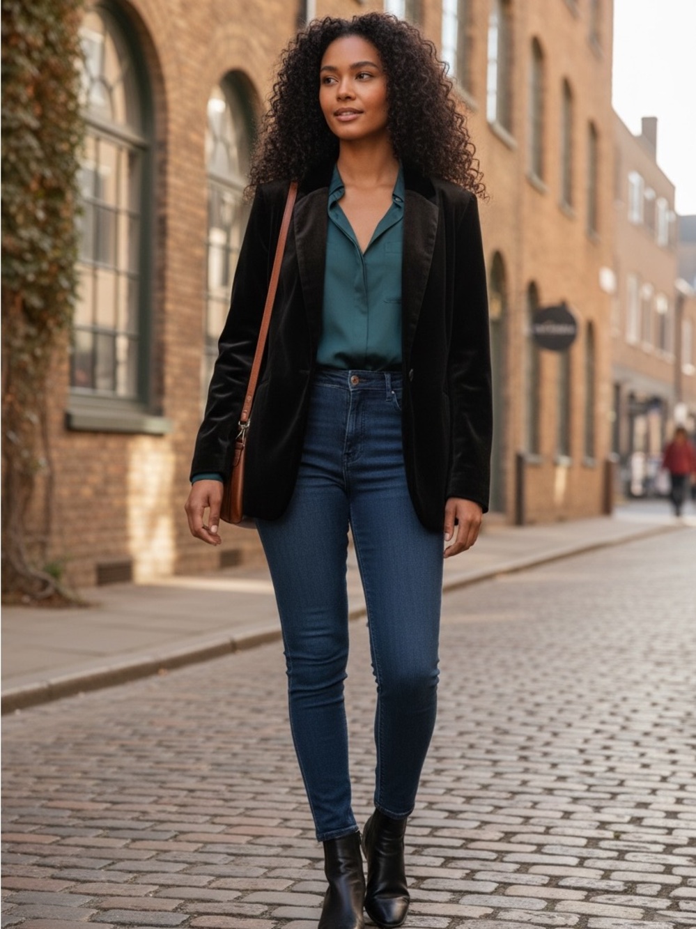 Black Velvet Blazer - Women's Tailored Suit Jacket